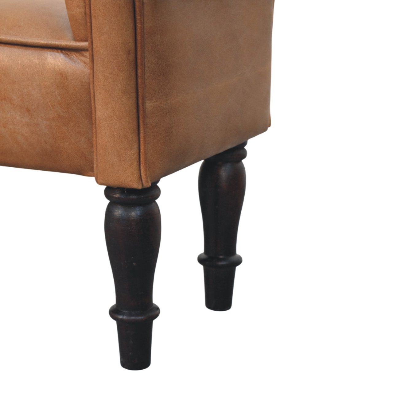 Brown Buffalo Leather Rolled Arms Bench - Image 8