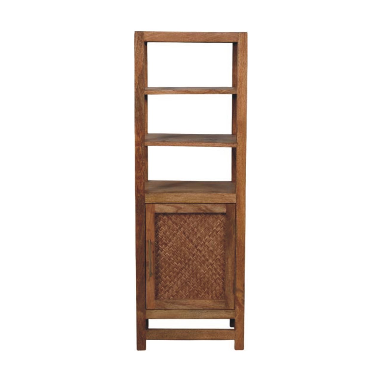 Solid Wood Open Shelf Unit with Cabinet