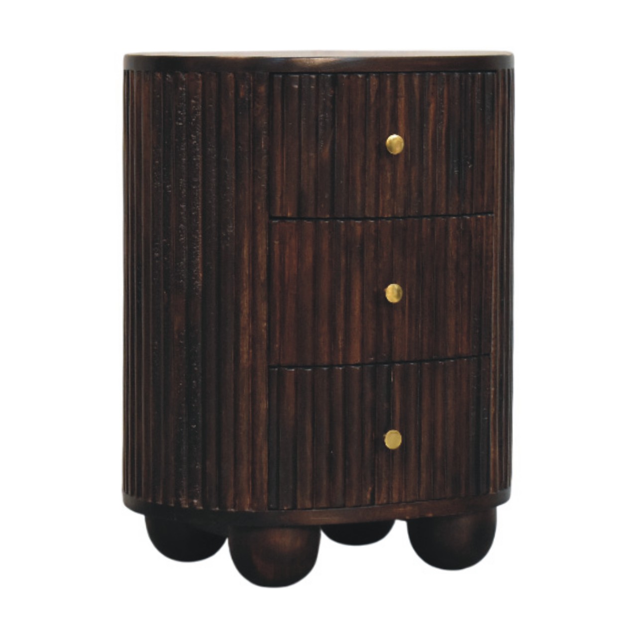 Curved Fluted 3-Drawer Bedside - Image 2