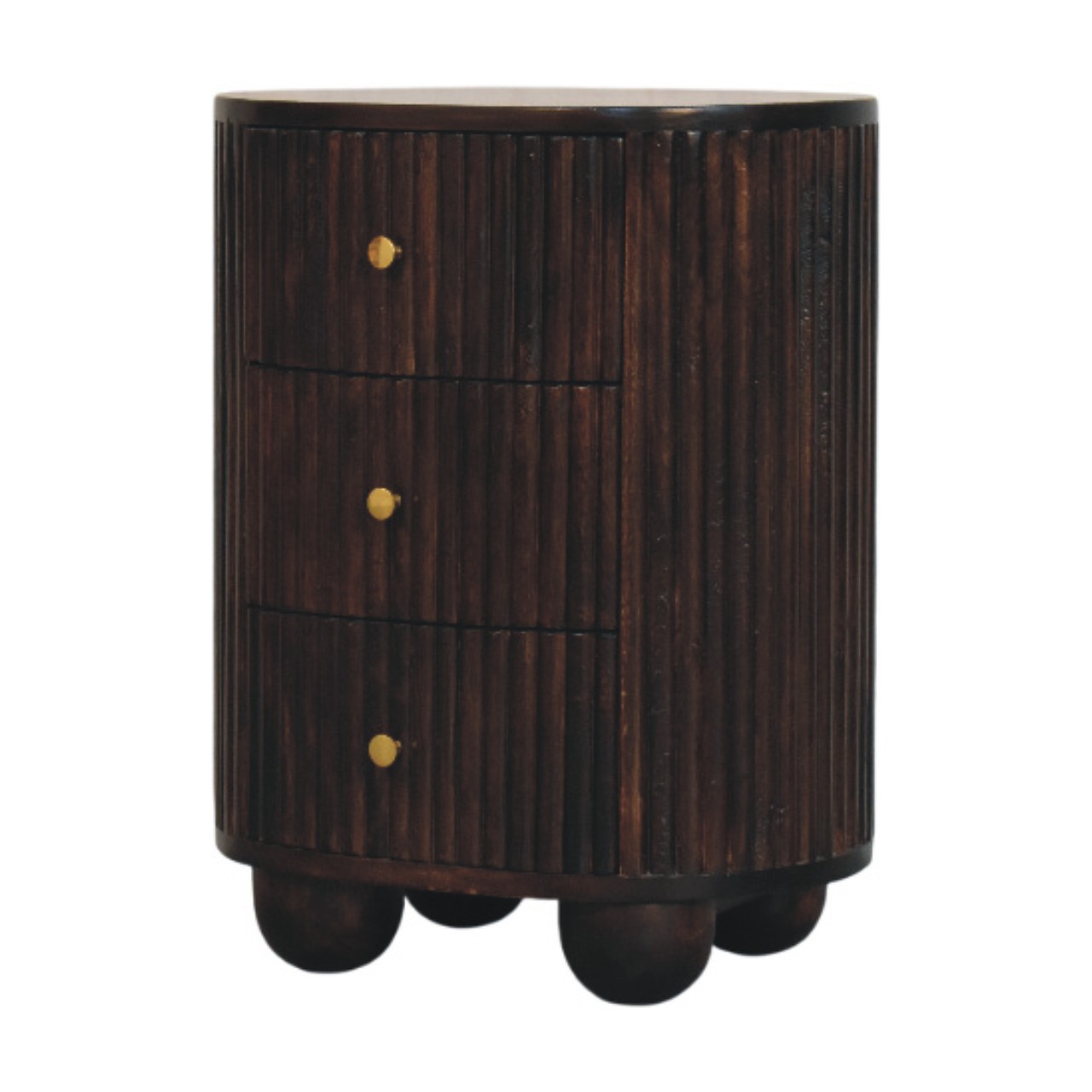 Curved Fluted 3-Drawer Bedside - Image 3