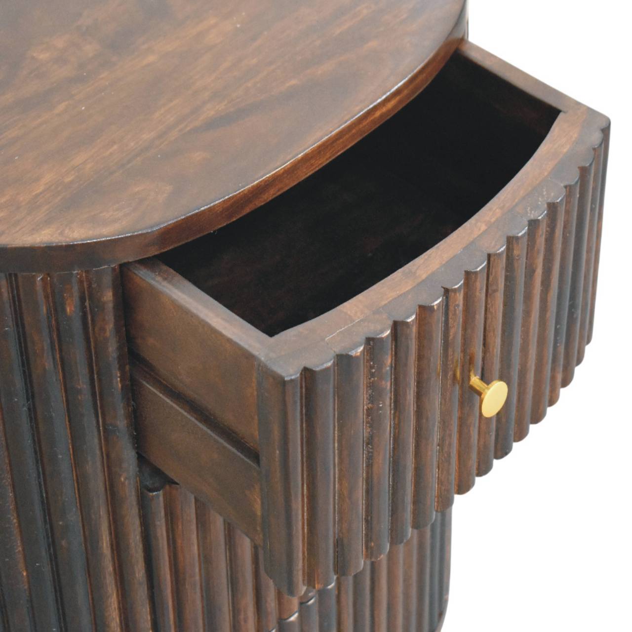 Curved Fluted 3-Drawer Bedside - Image 6