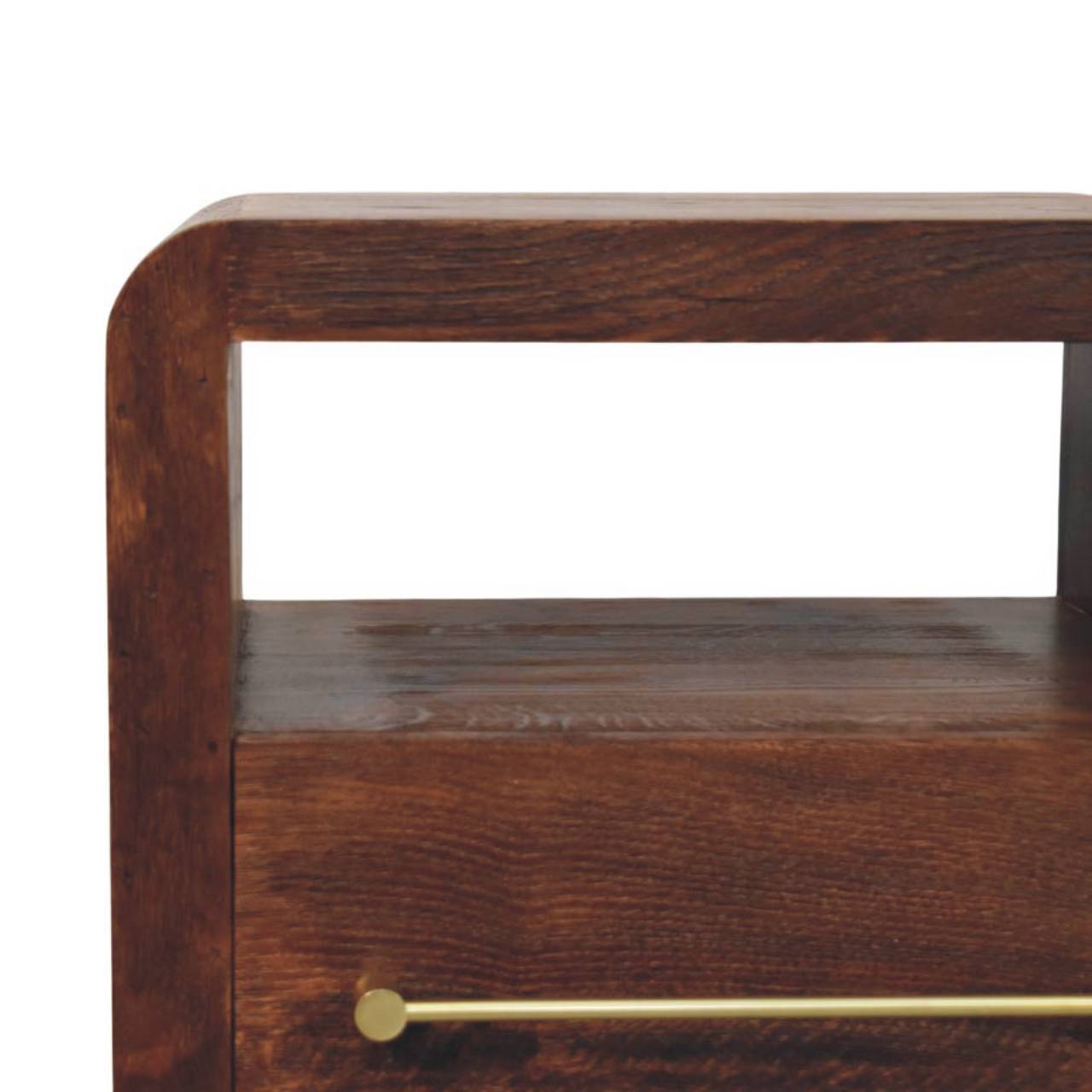 Tiger Oak Open Bedside with Brass Handle - Image 4
