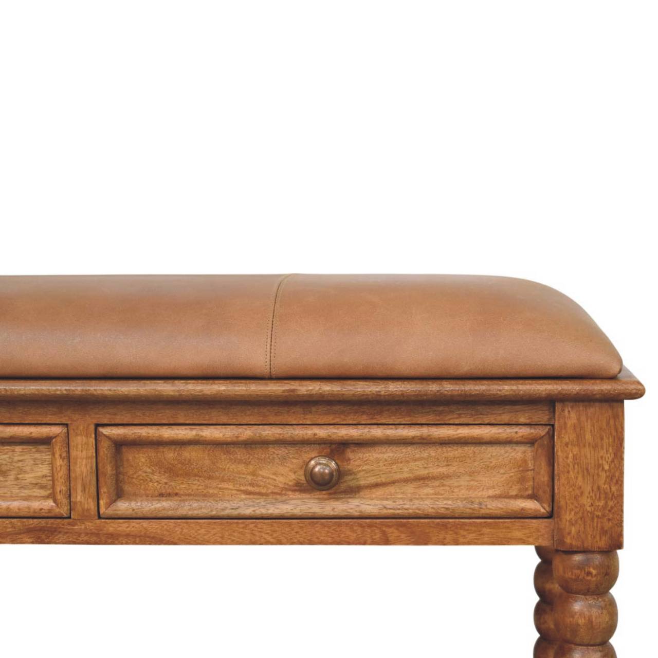 Leather Spindle Bench - Image 4