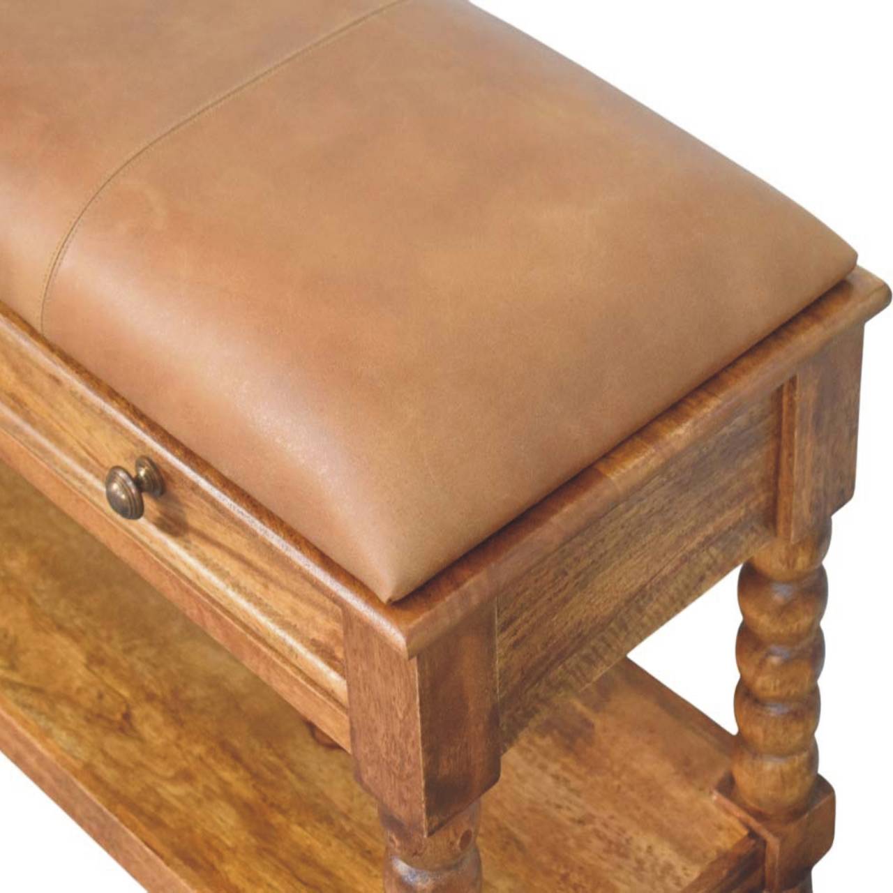 Leather Spindle Bench - Image 6