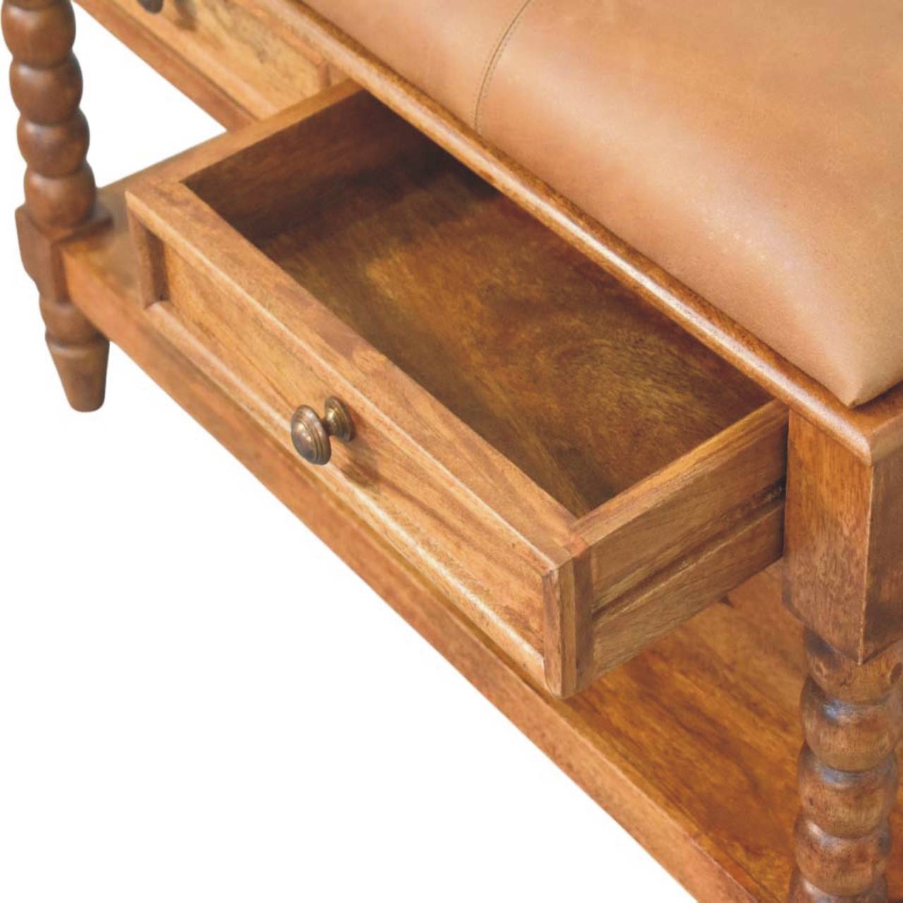 Leather Spindle Bench - Image 7