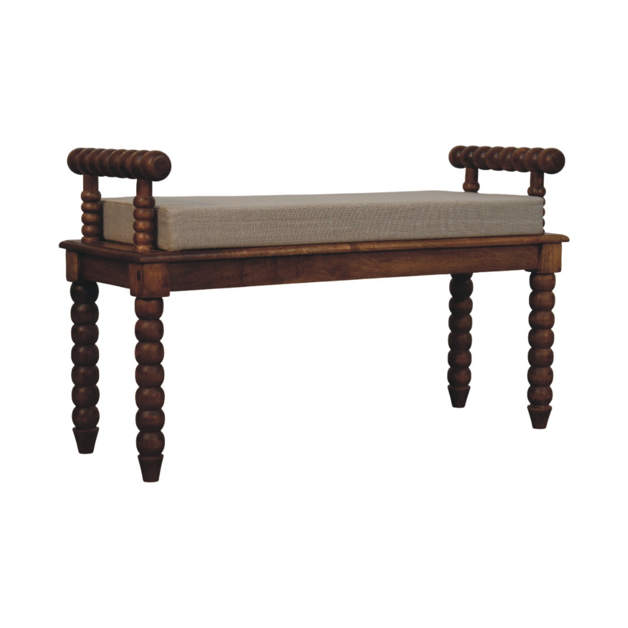 Spindle Amber Linen Bench - Image 2