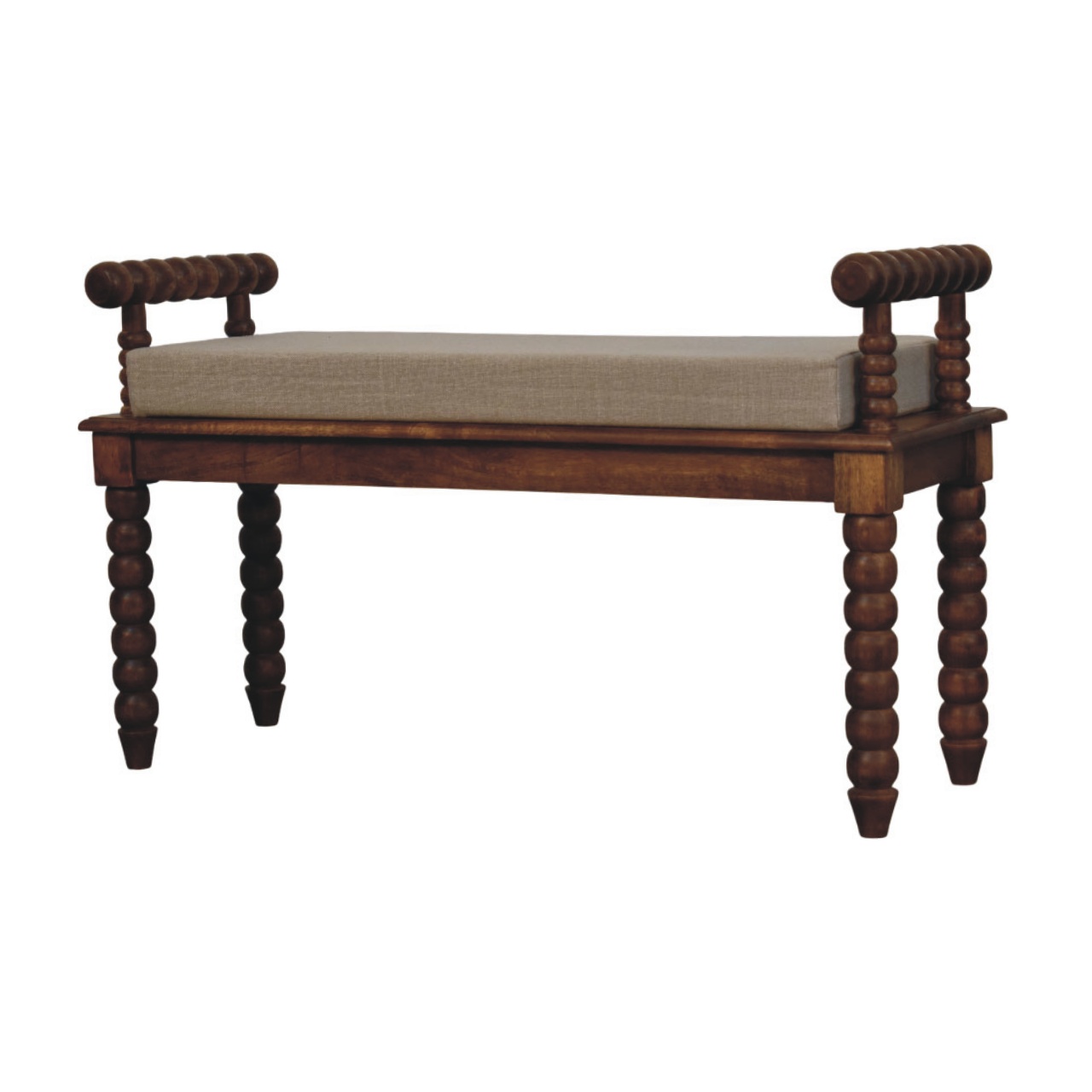Spindle Amber Linen Bench - Image 3
