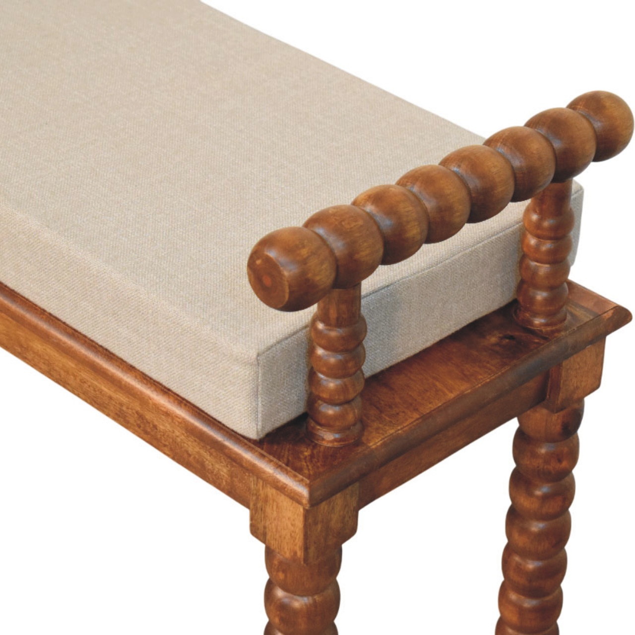 Spindle Amber Linen Bench - Image 6