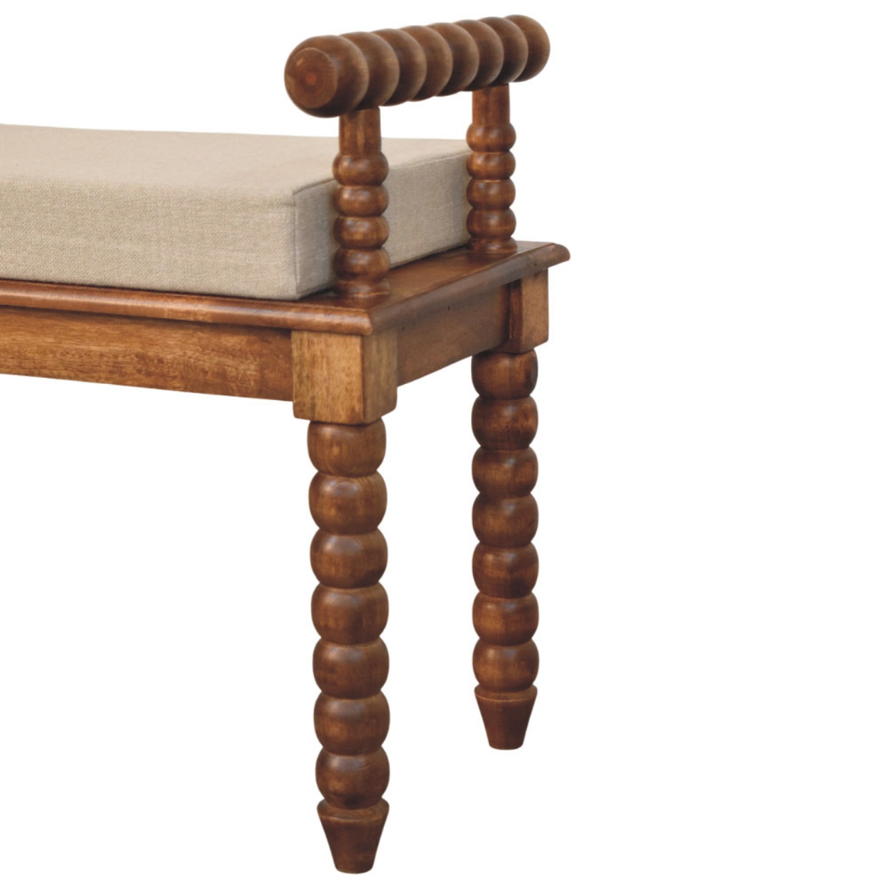 Spindle Amber Linen Bench - Image 7