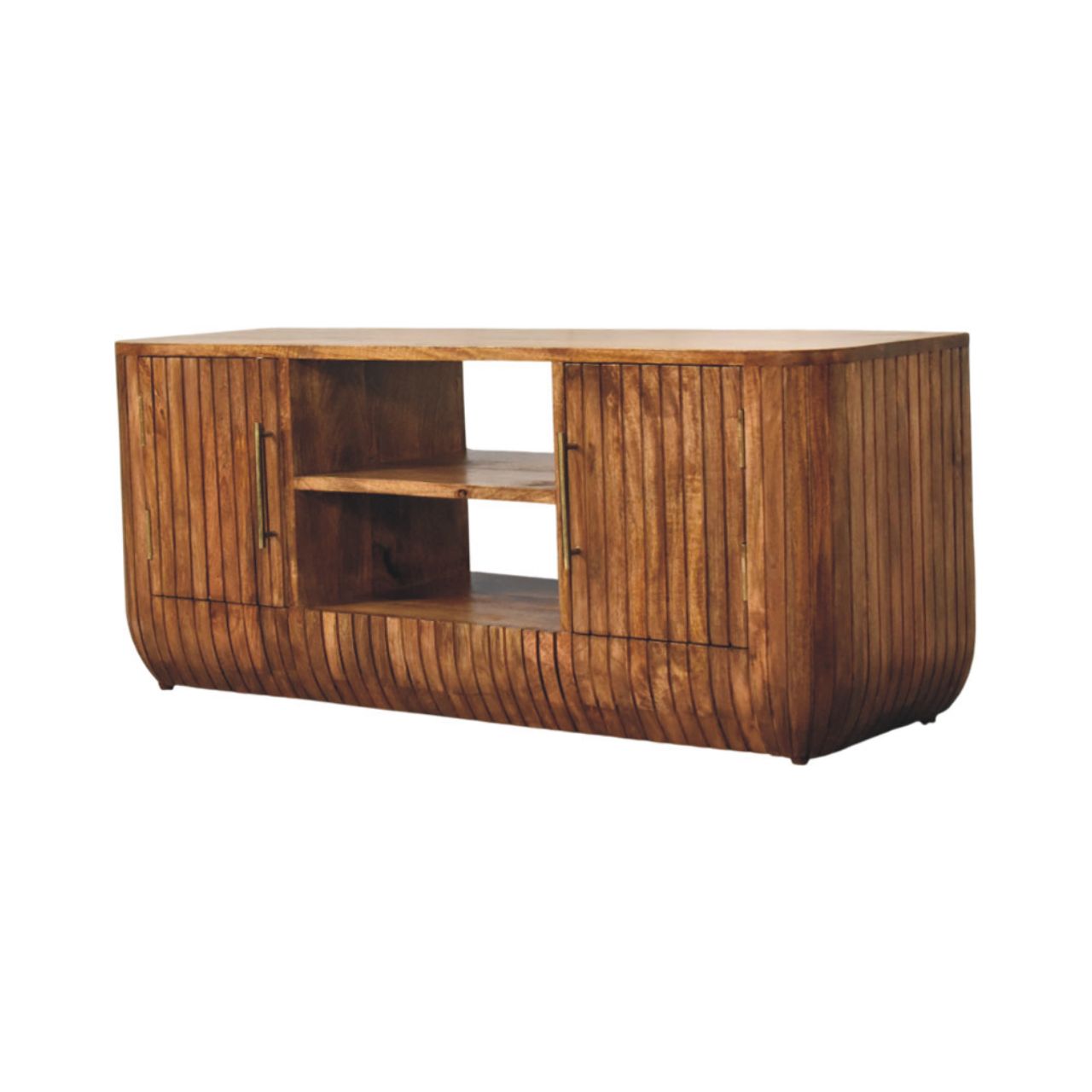 Fluted Media Console with Shelves - Image 2