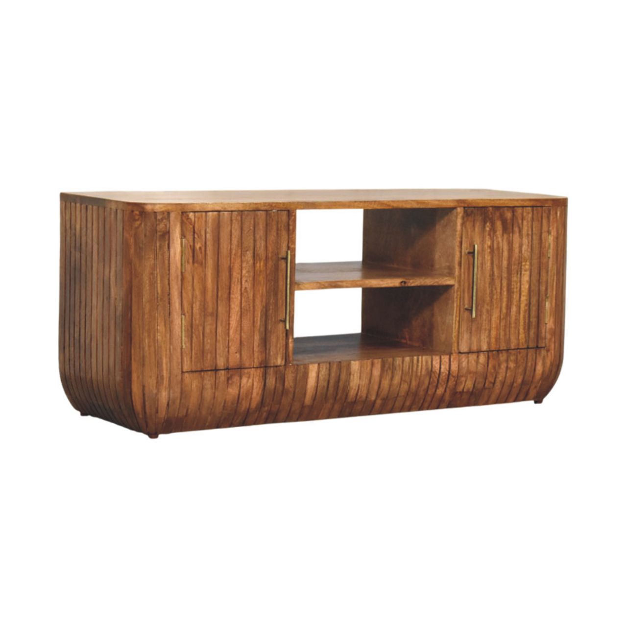 Fluted Media Console with Shelves - Image 3