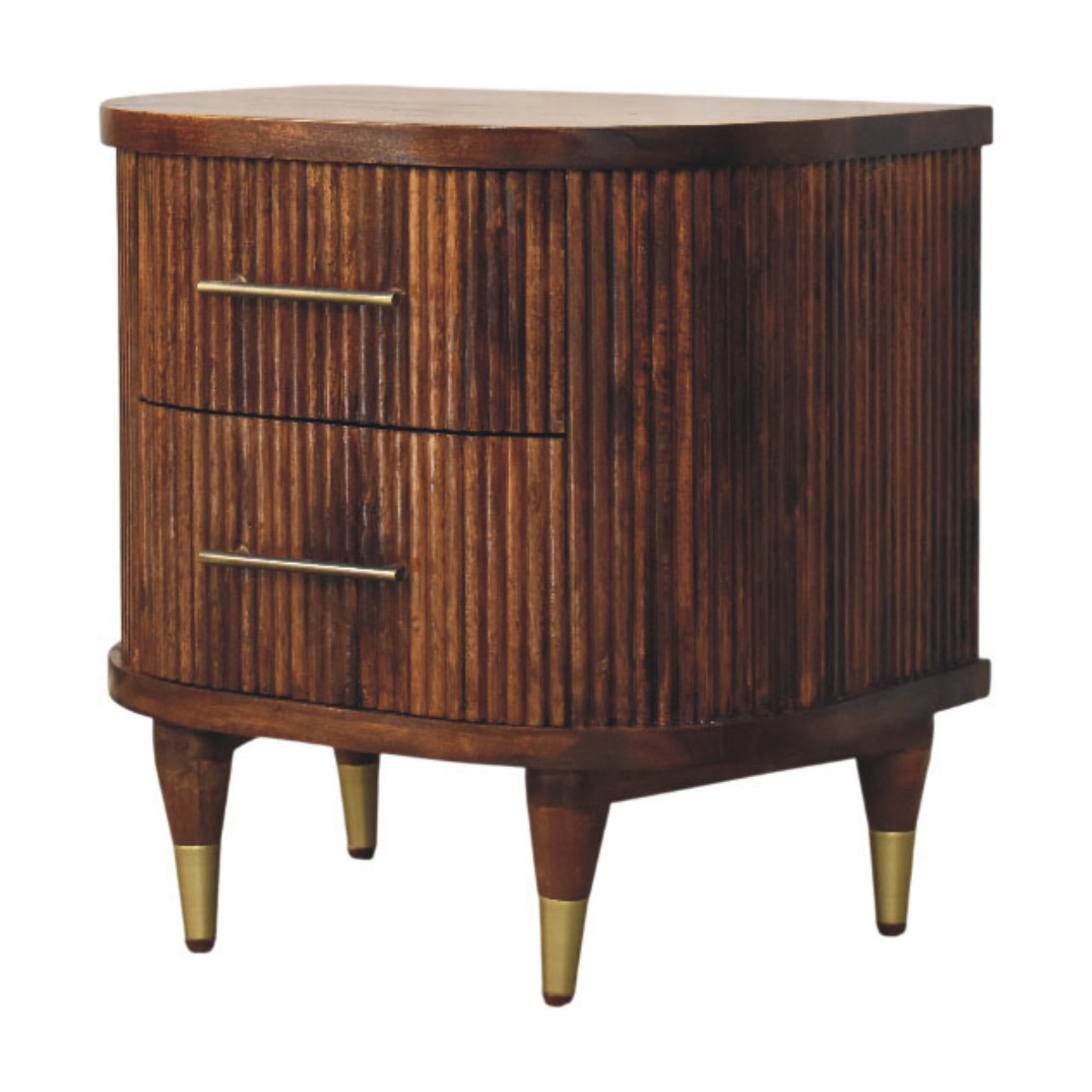 Ribbed Bedside with Brass Handles - Image 3