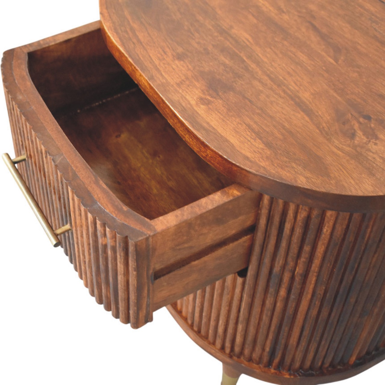 Ribbed Bedside with Brass Handles - Image 5