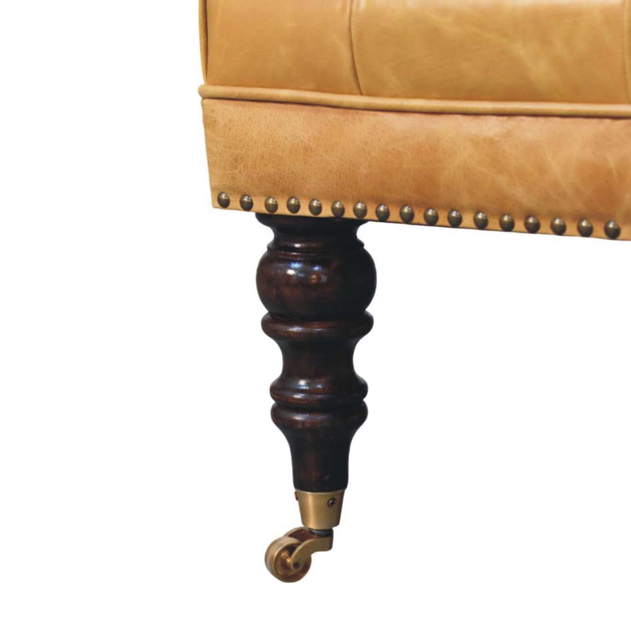 Tan Leather Upholstered Ottoman - Image 6