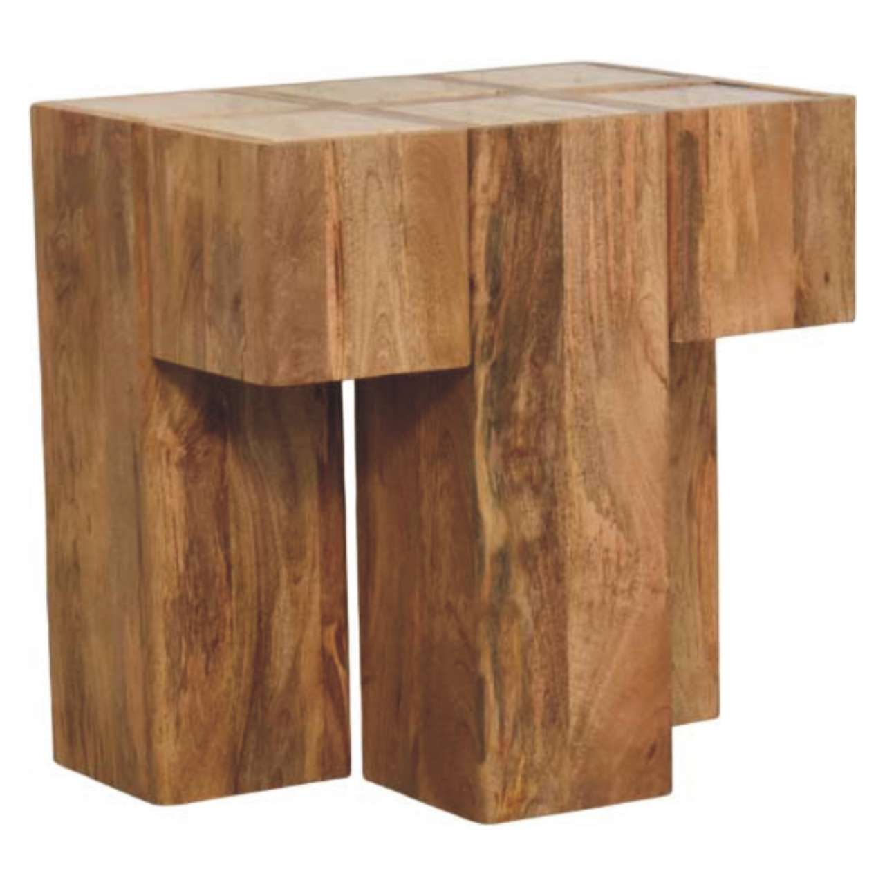 Travertine Top Block Side Table - Image 3