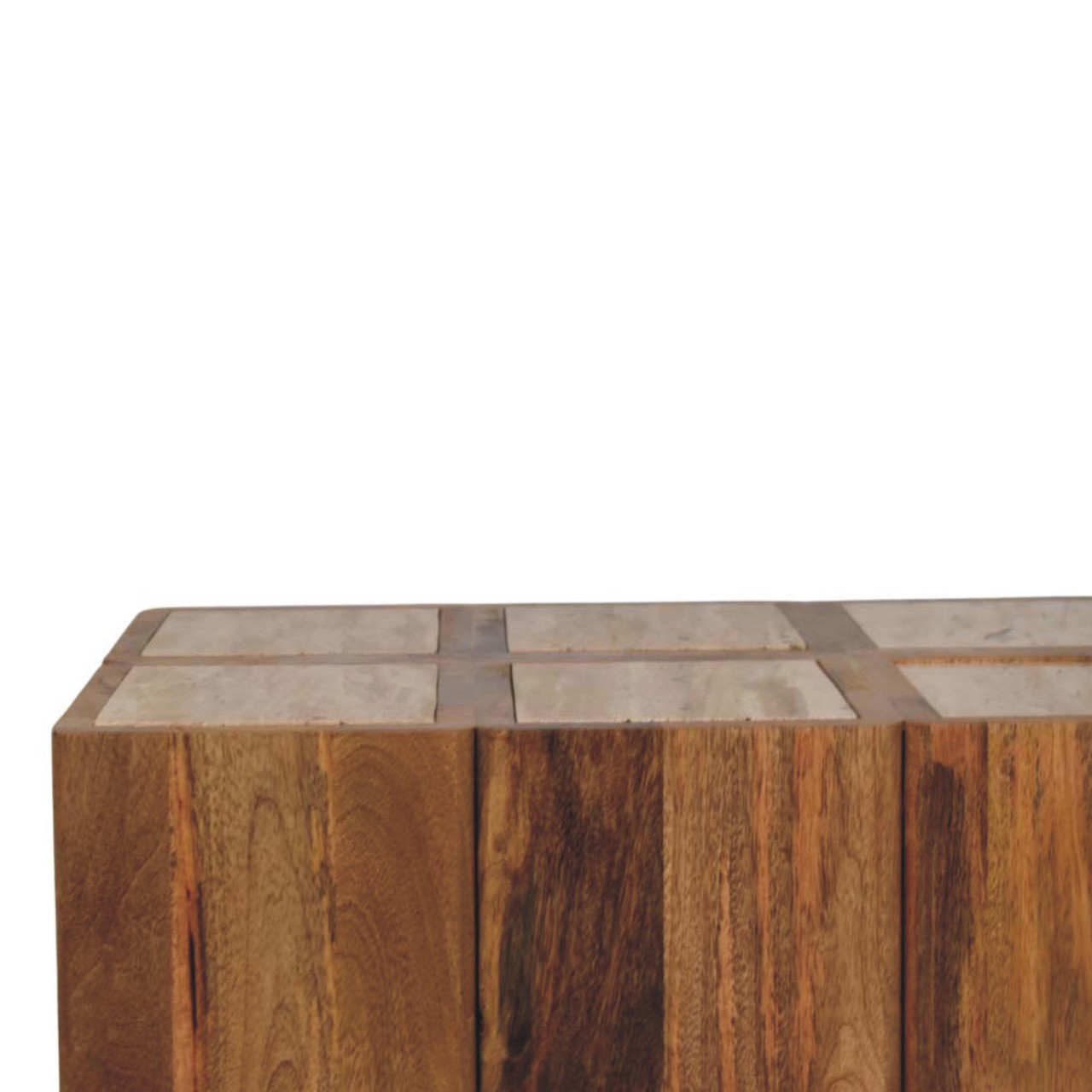 Travertine Top Block Side Table - Image 4