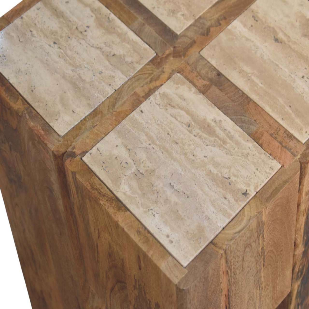 Travertine Top Block Side Table - Image 5