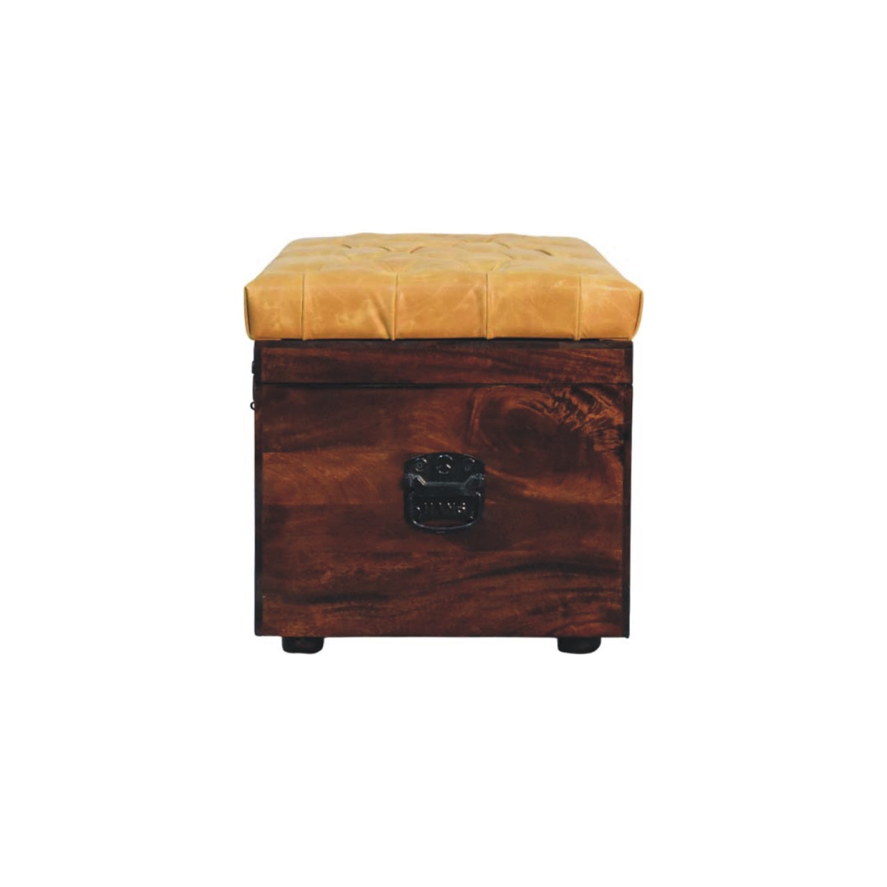 Tan Leather Storage Trunk Bench - Image 8