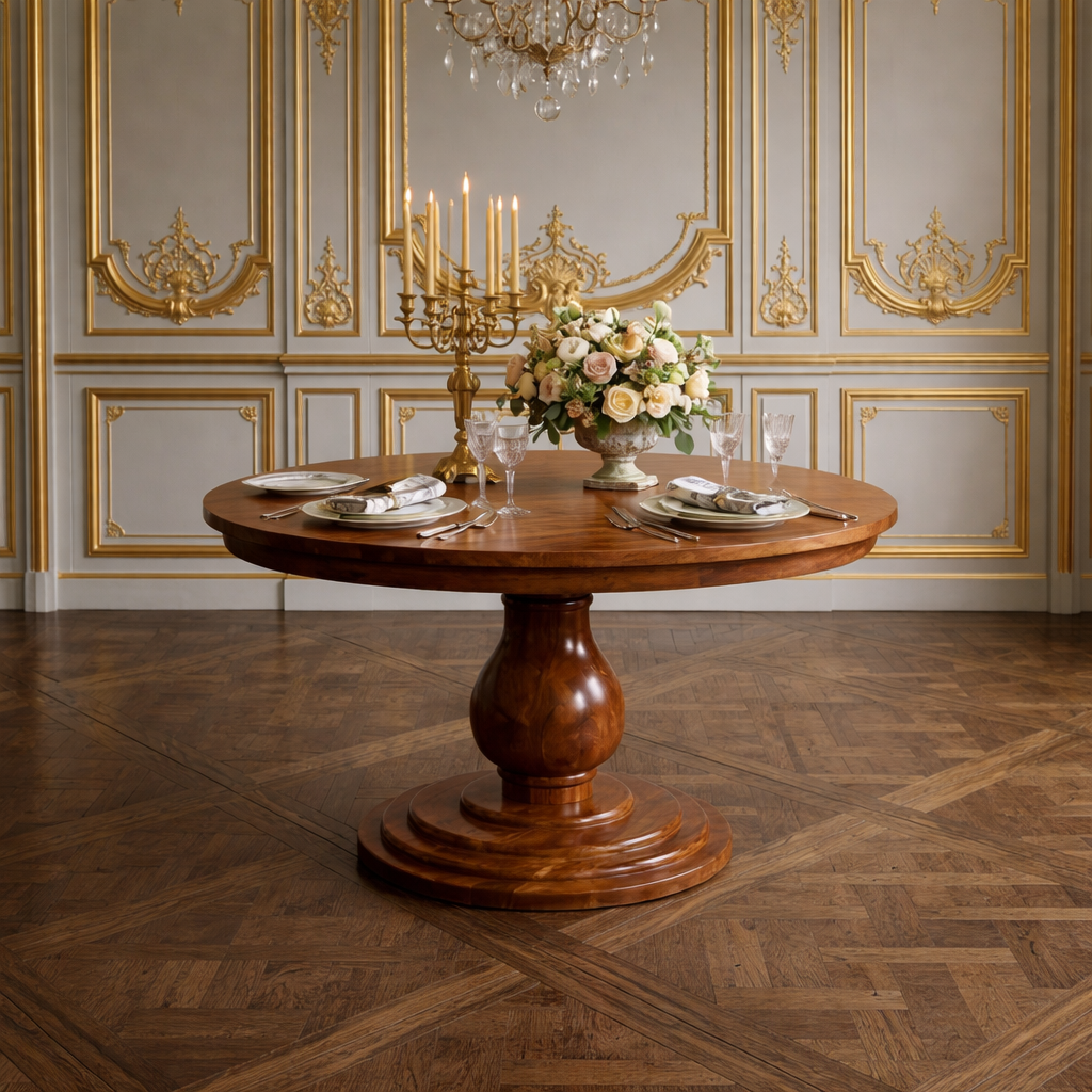 Elegant table setting in ornate room.