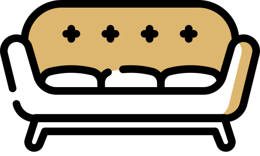Stylized yellow and white sofa illustration