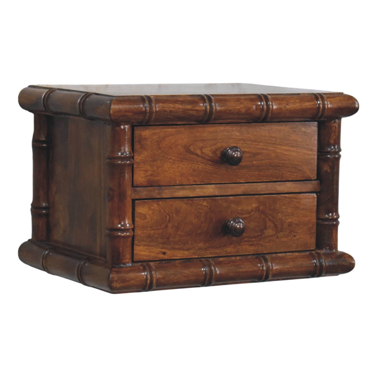 Bamboo Two Drawer Wall-Mounted Bedside - Image 2