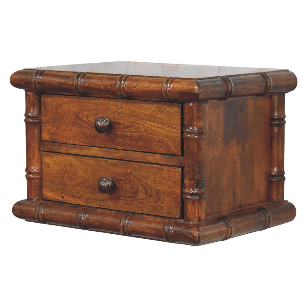 Bamboo Two Drawer Wall-Mounted Bedside - Image 3
