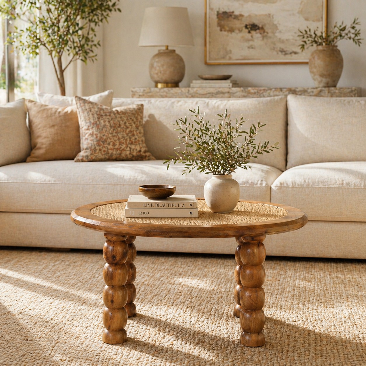 Spindle Rattan Coffee Table - Image 9
